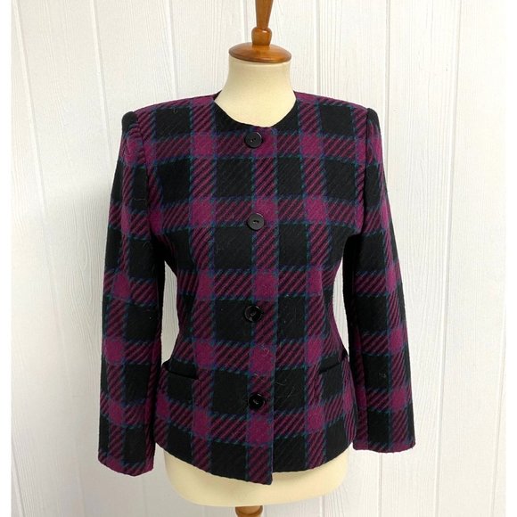 Vintage Karen Scott Petites women's blazer plaid button front size 4 - Picture 8 of 8